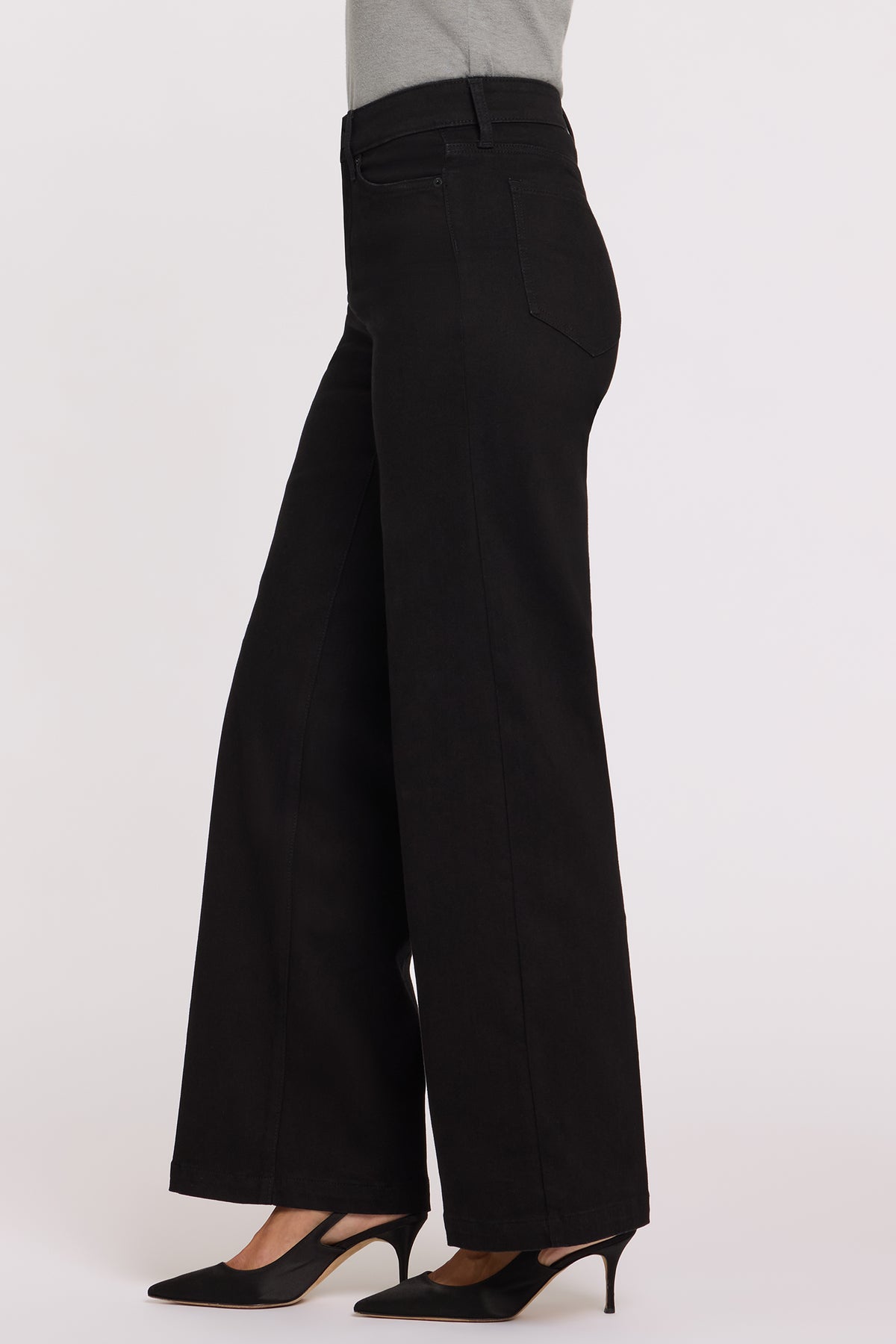 NYDJ Teresa Wide Leg Jeans In Petite  - Black Rinse