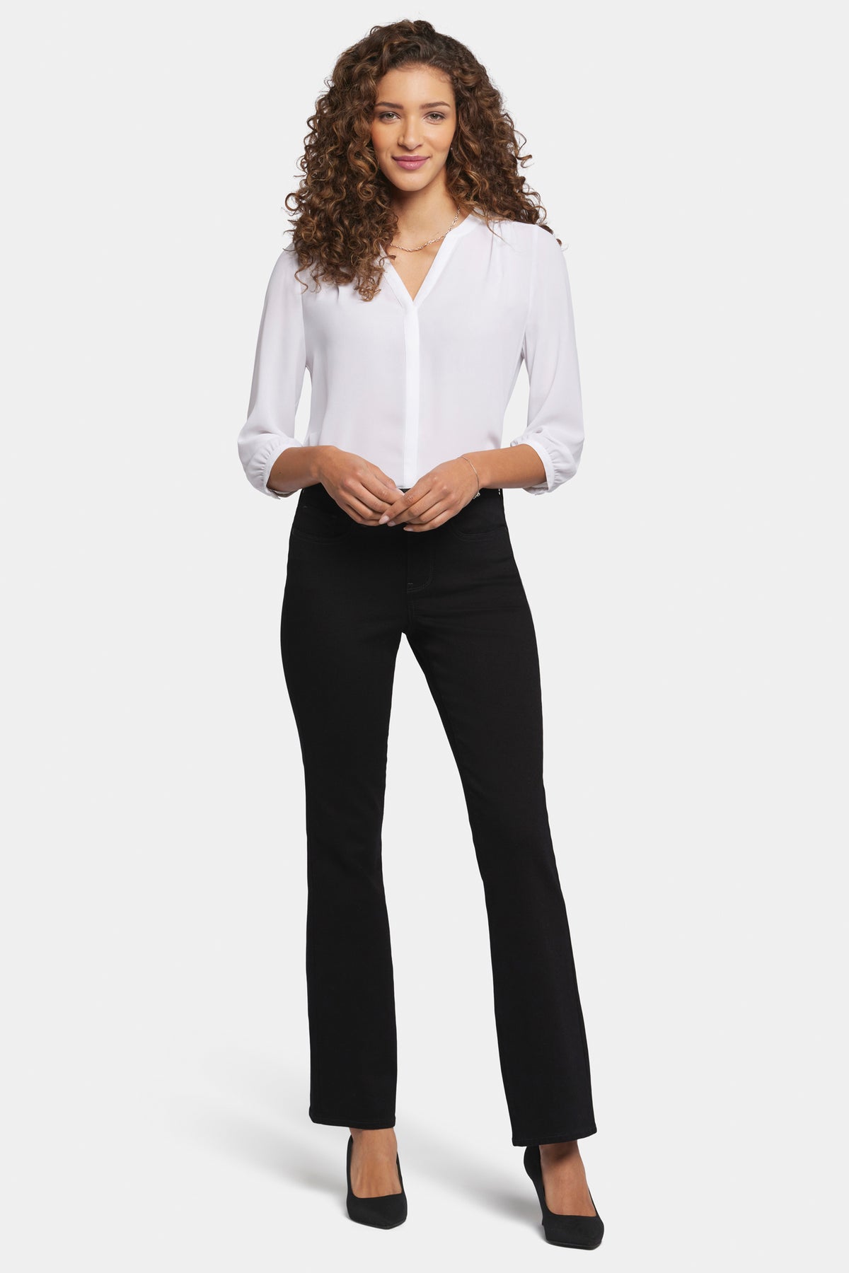 NYDJ Blake Slim Flared Jeans In Petite With High Rise - Black