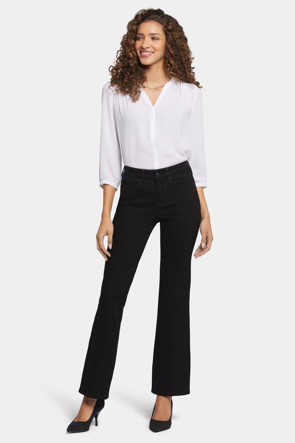 NYDJ Blake Slim Flared Jeans In Petite With High Rise - Black