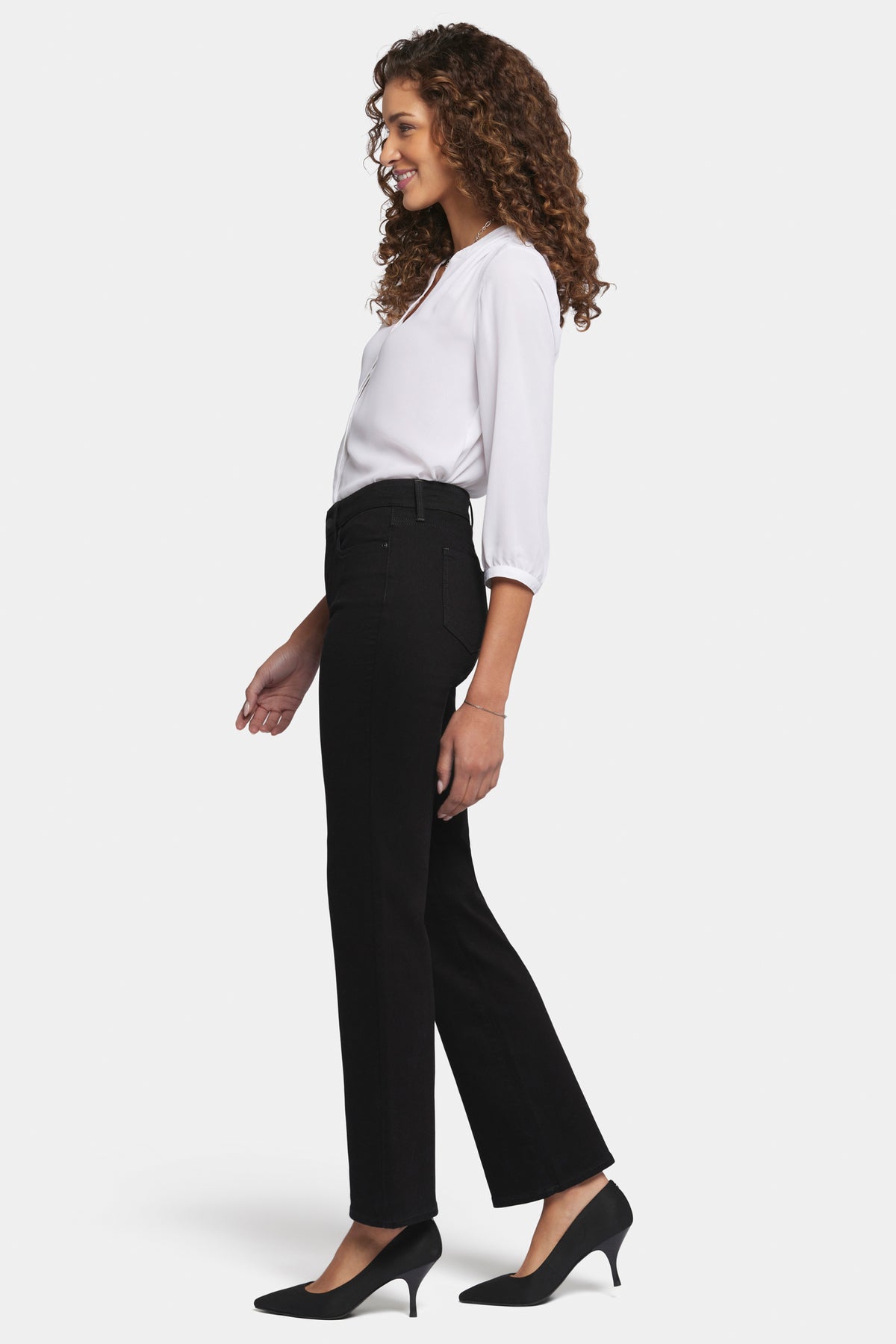 NYDJ Blake Slim Flared Jeans In Petite With High Rise - Black