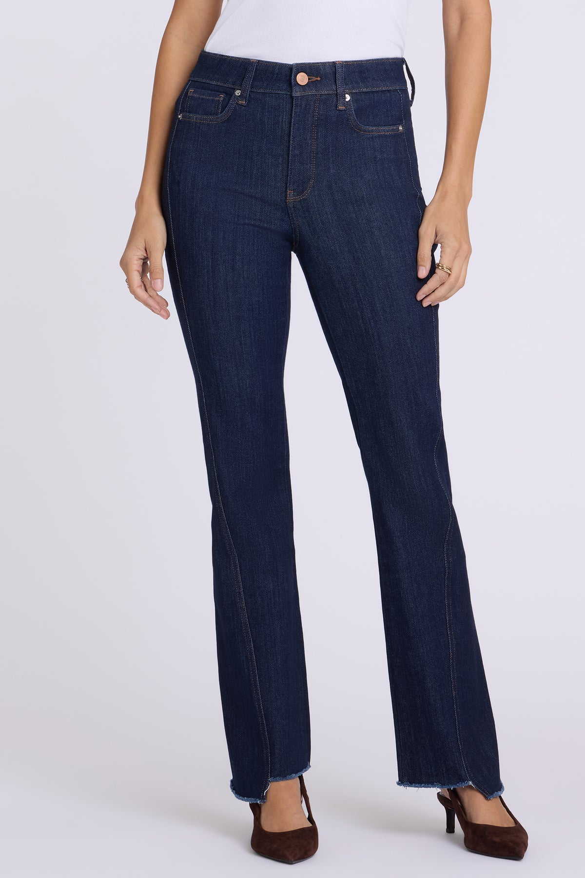 NYDJ Barbara Bootcut Jeans In Petite With High Rise, Raw Step Hems And 29" Inseam - Rinse