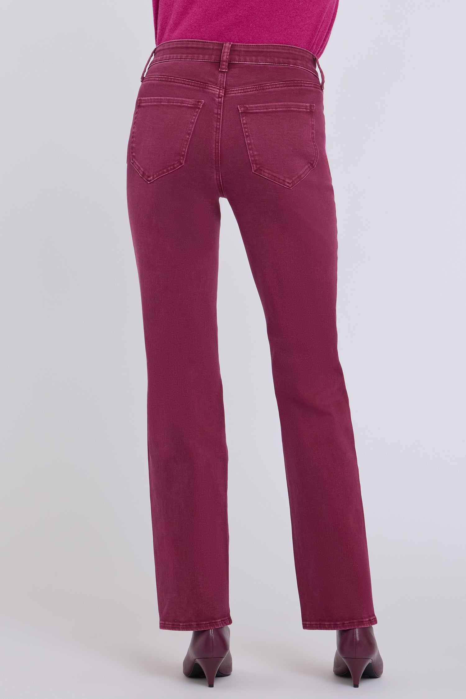 NYDJ Marilyn Straight Jeans In Petite With High Rise And 29" Inseam - Retro True Burgundy