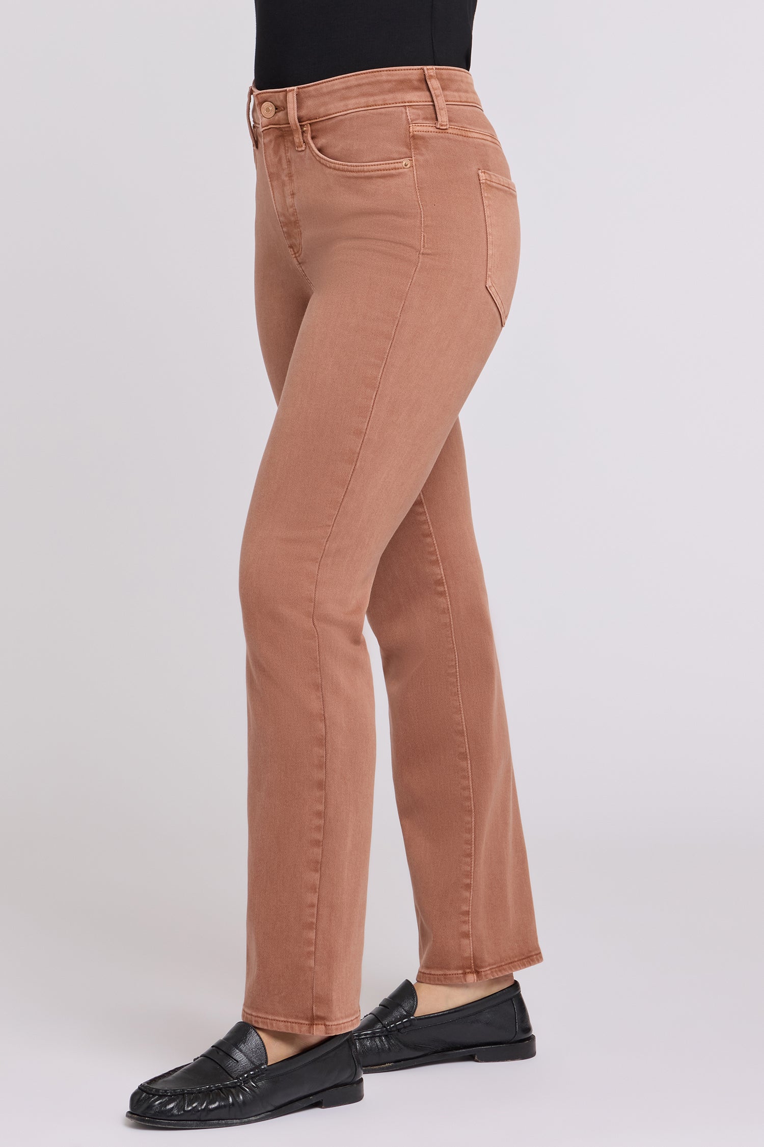NYDJ Marilyn Straight Jeans In Petite With High Rise And 29" Inseam - Retro Mocha Bisque