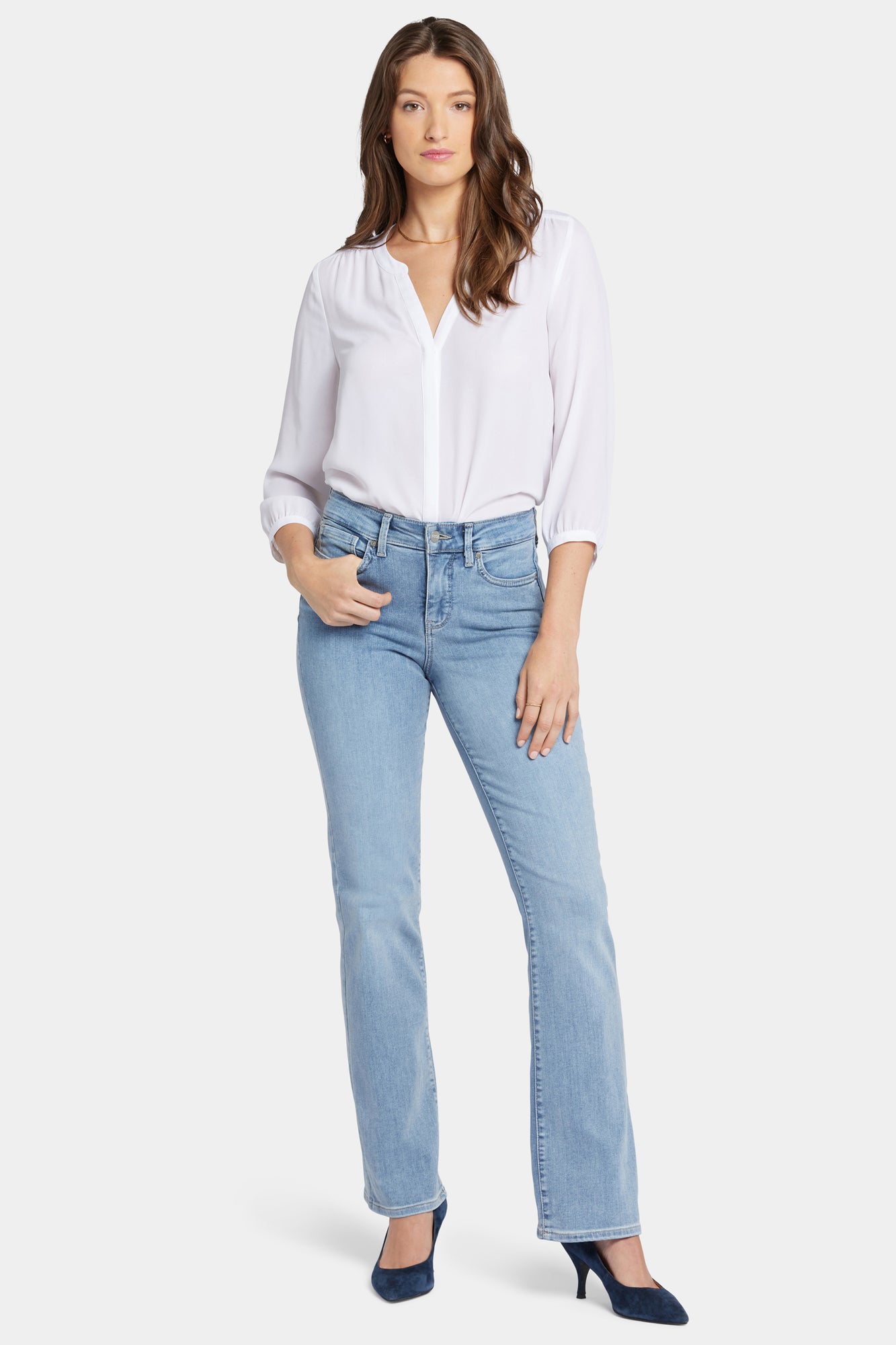 Blake Slim Flared Jeans In Petite With High Rise - Haley Blue