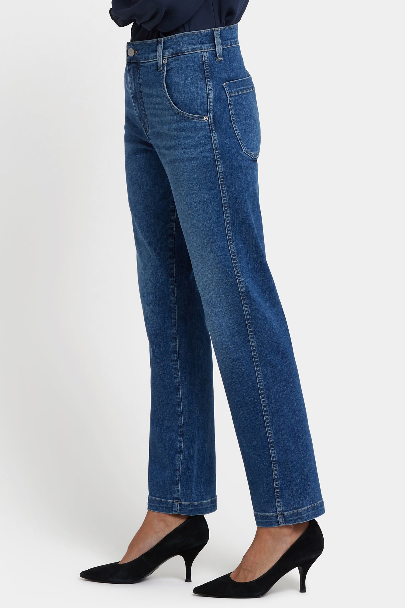 NYDJ Brooke Loose Straight Jeans In Petite With Super High Rise - Opera Blue