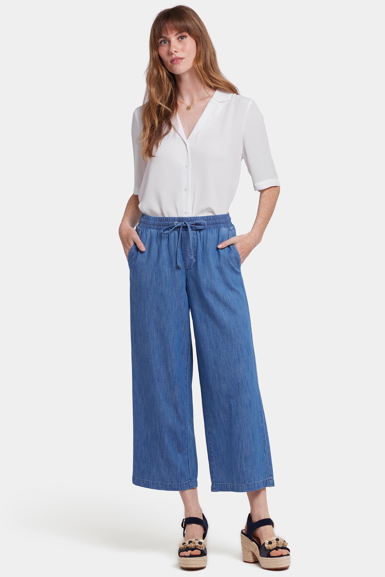NYDJ Jayne Pull-On Wide Leg Ankle Pants In Petite  - Everly