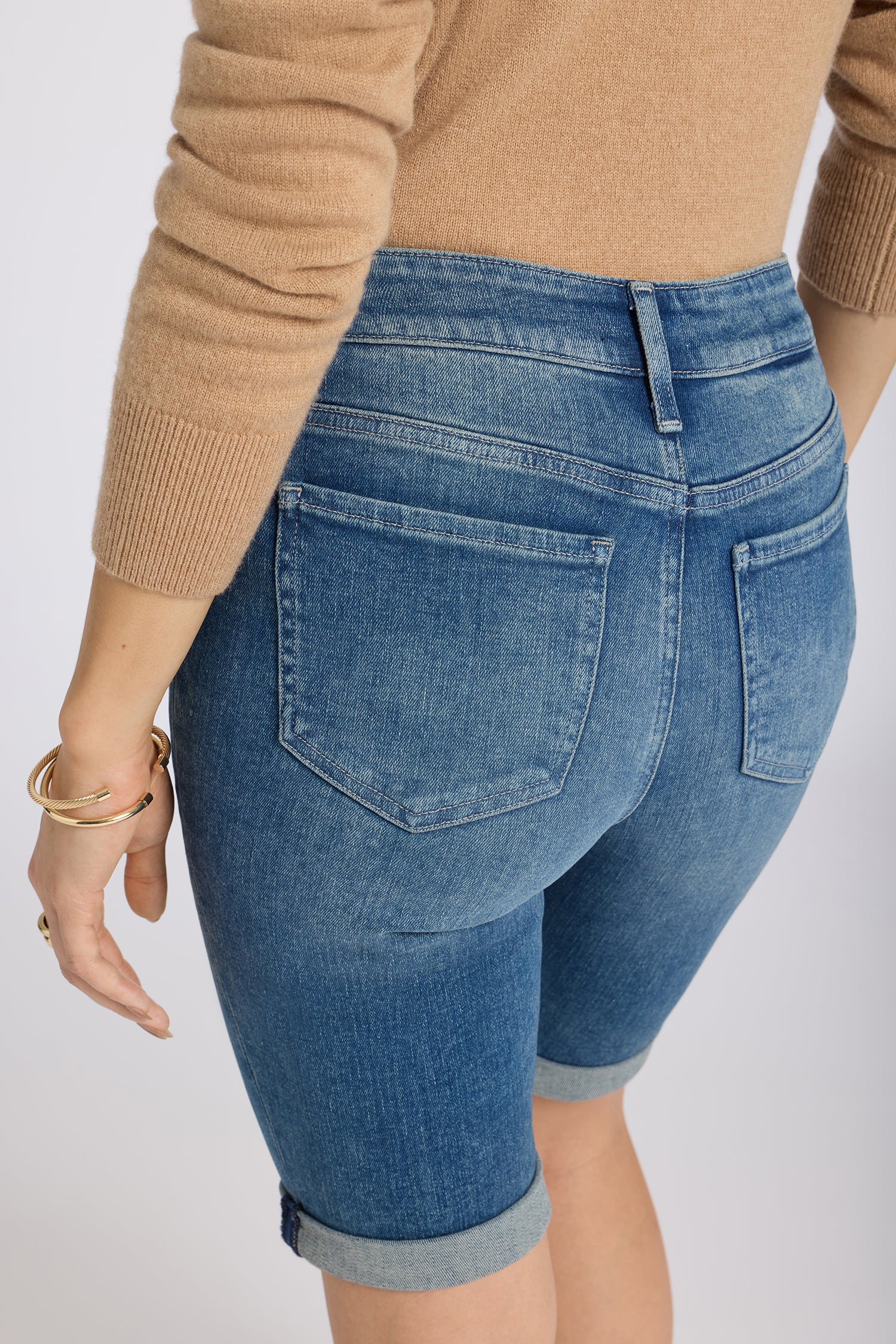 NYDJ Briella 10 Inch Denim Shorts In Petite In Re-New™ Denim With Roll Cuffs - Breezy Palms