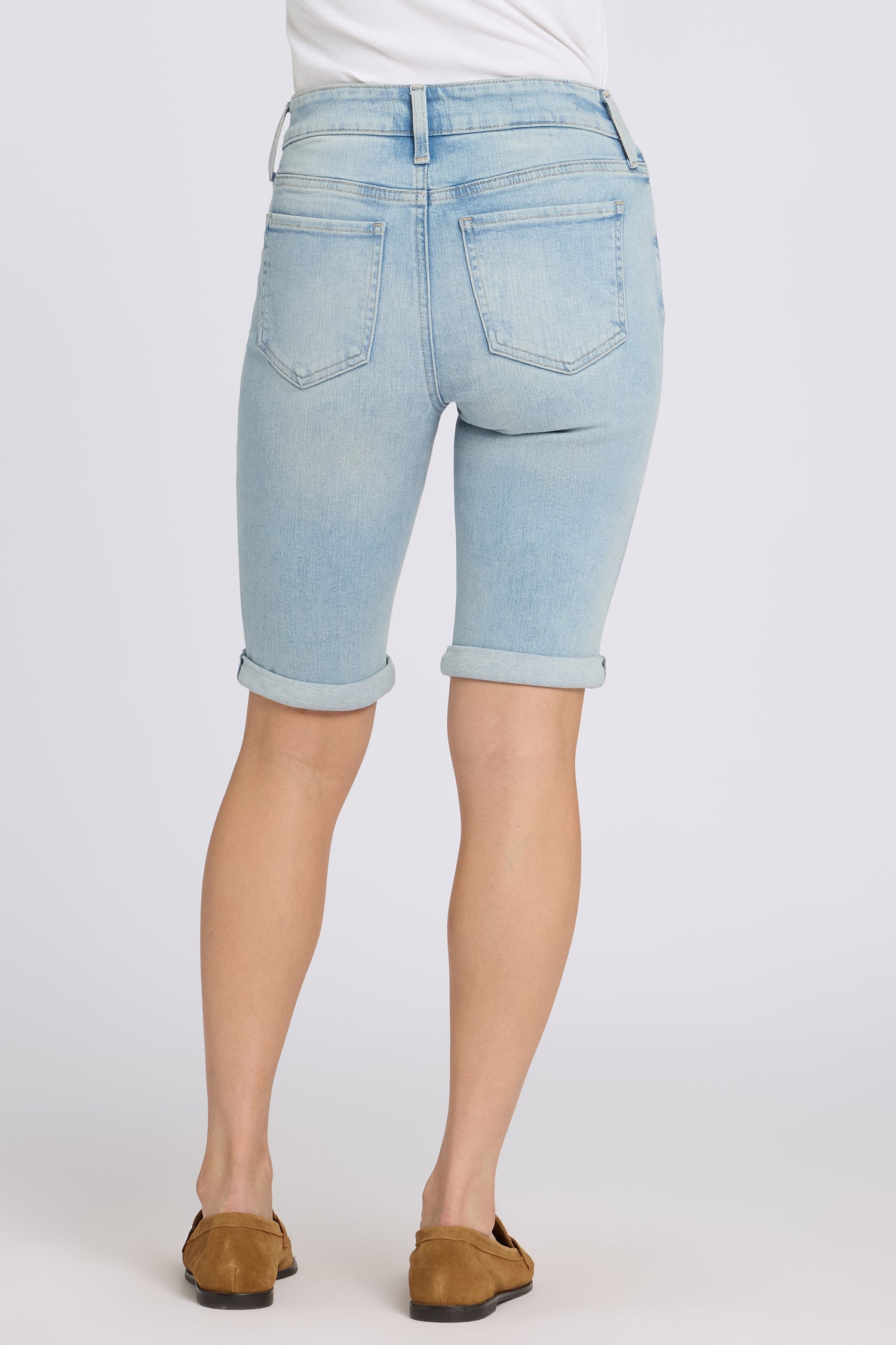 NYDJ Briella 10 Inch Denim Shorts In Petite In Re-New™ Denim With Roll Cuffs - Keys View