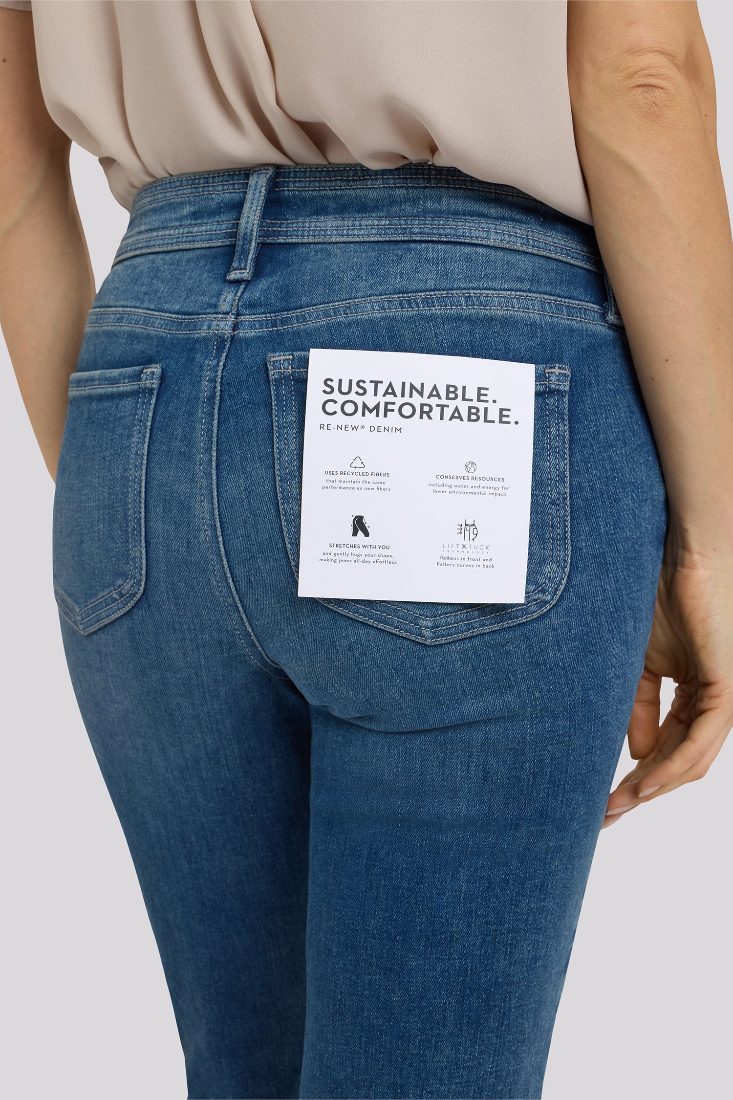 NYDJ Marilyn Straight Crop Jeans In Petite In Re-New™ Denim With Triple Stitching And Side Slits - Breezy Palms