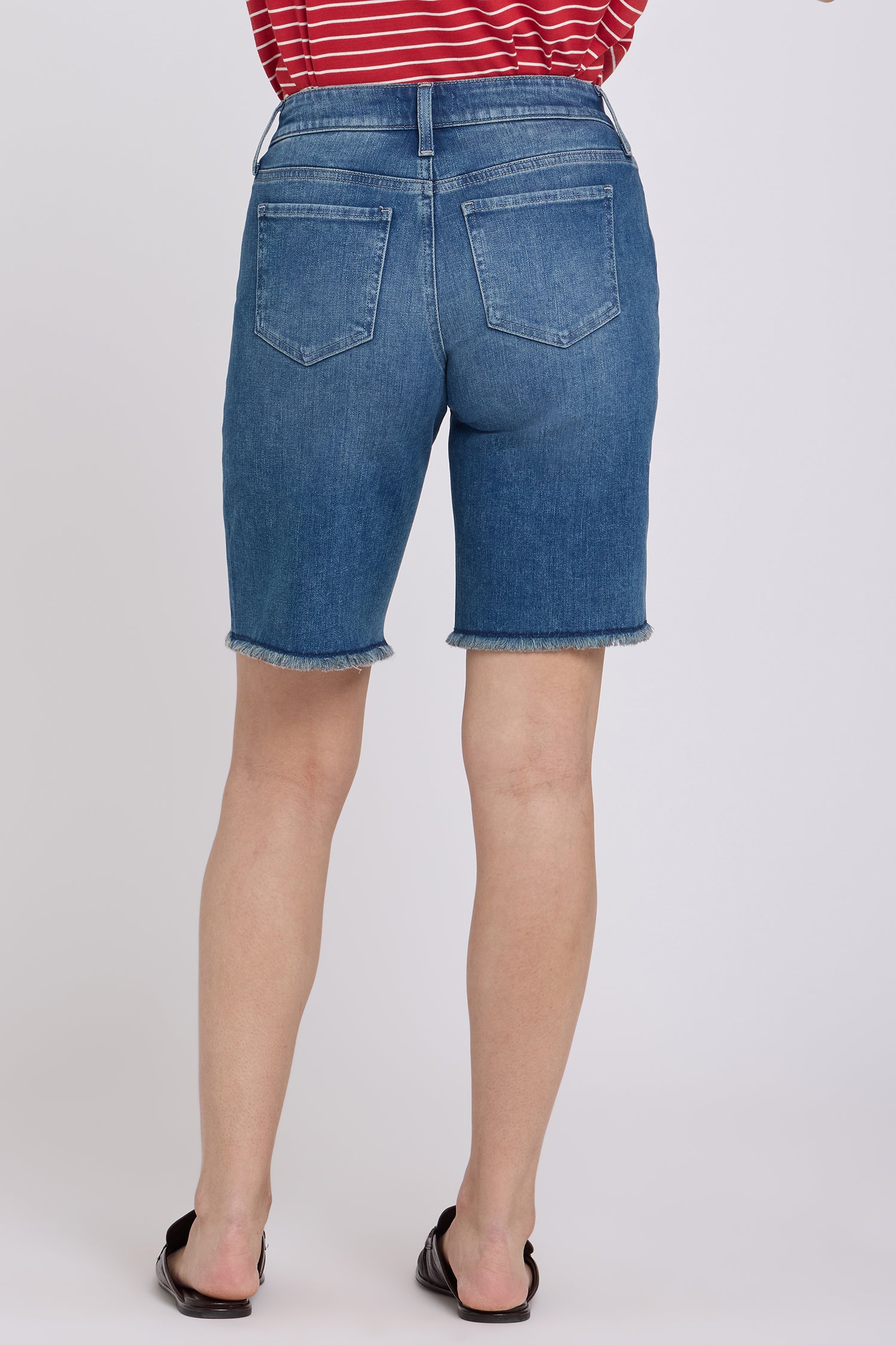 NYDJ Boyfriend Denim Shorts In Petite In Re-New™ Denim With Frayed Hems - Breezy Palms
