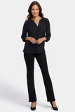 NYDJ Pintuck Blouse In Petite  - Black