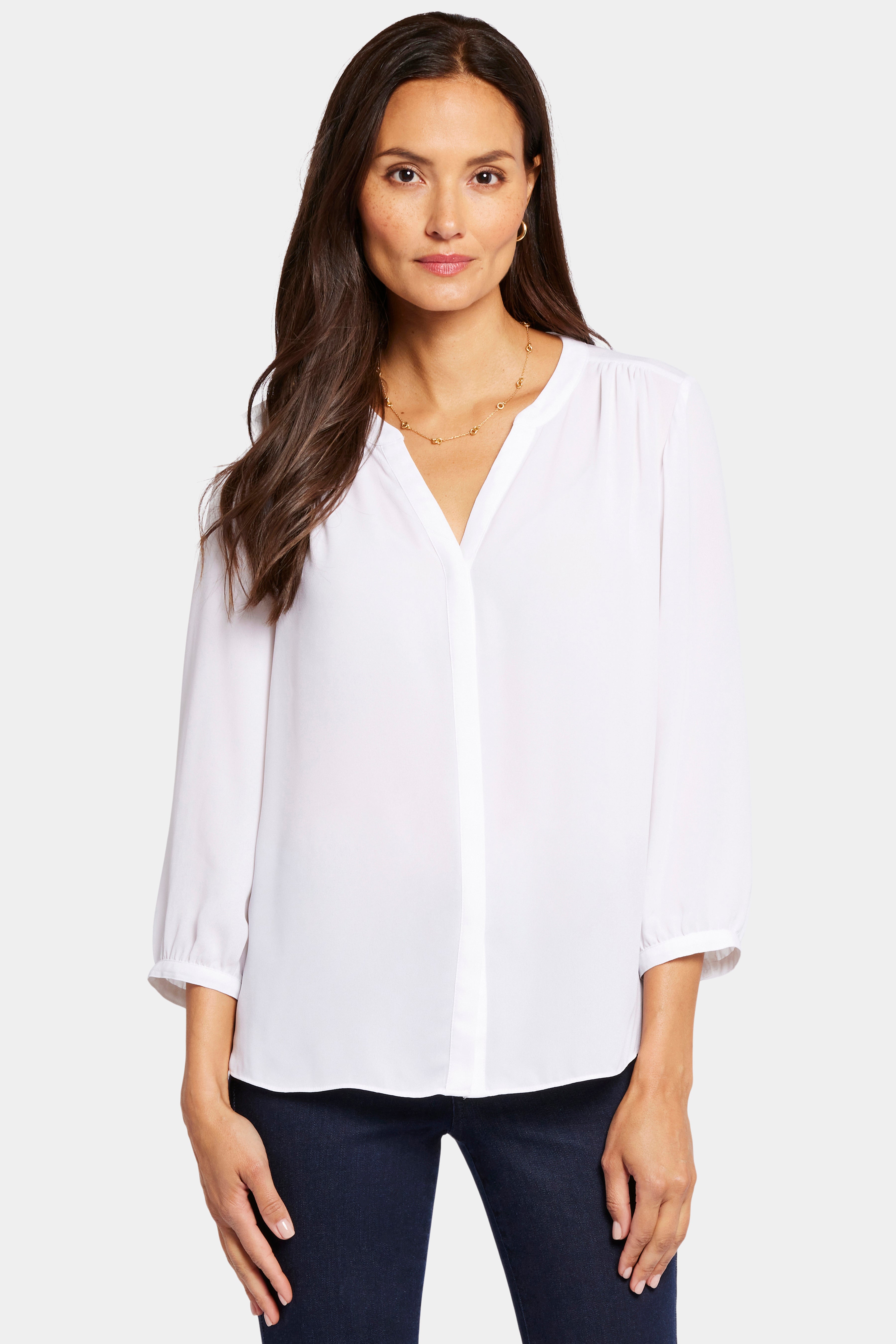 Pintuck Blouse In Petite - Optic White White | NYDJ