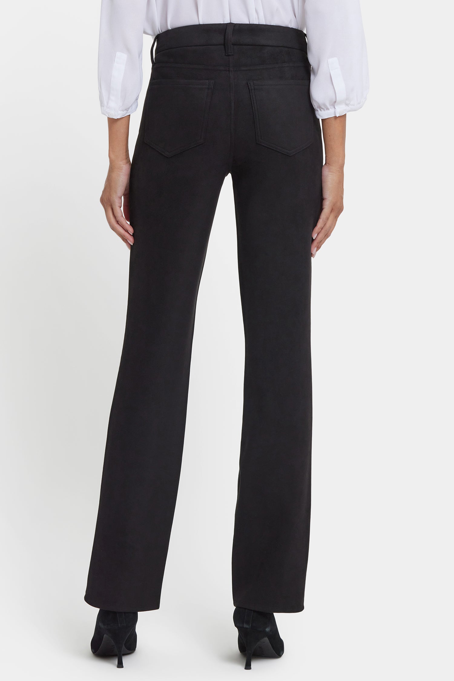 NYDJ Marilyn Straight Pants In Petite In Stretch Faux Suede - Black