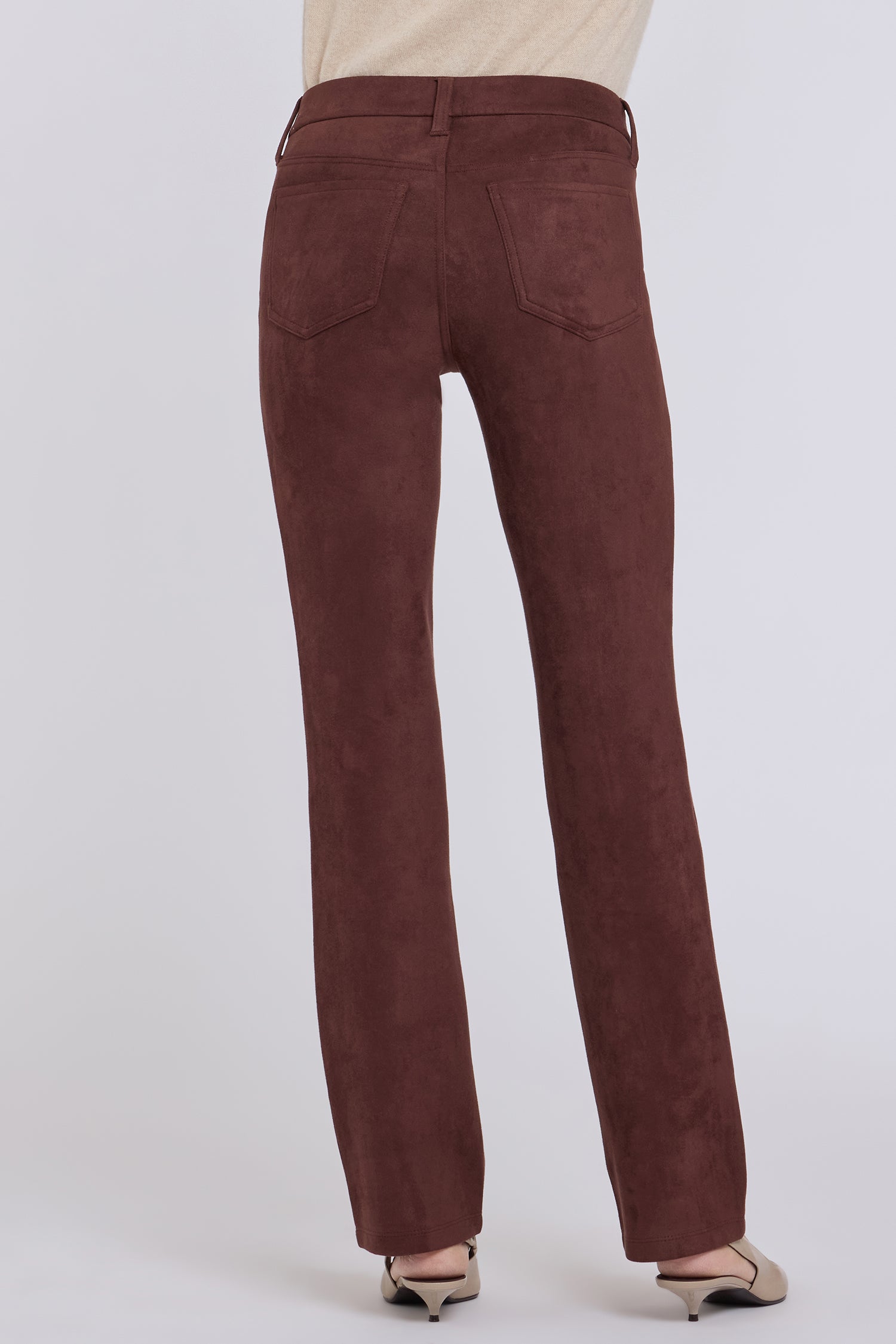 NYDJ Faux Suede Marilyn Straight Pants In Petite Sculpt-Her™ Collection - Chocolate Fondant