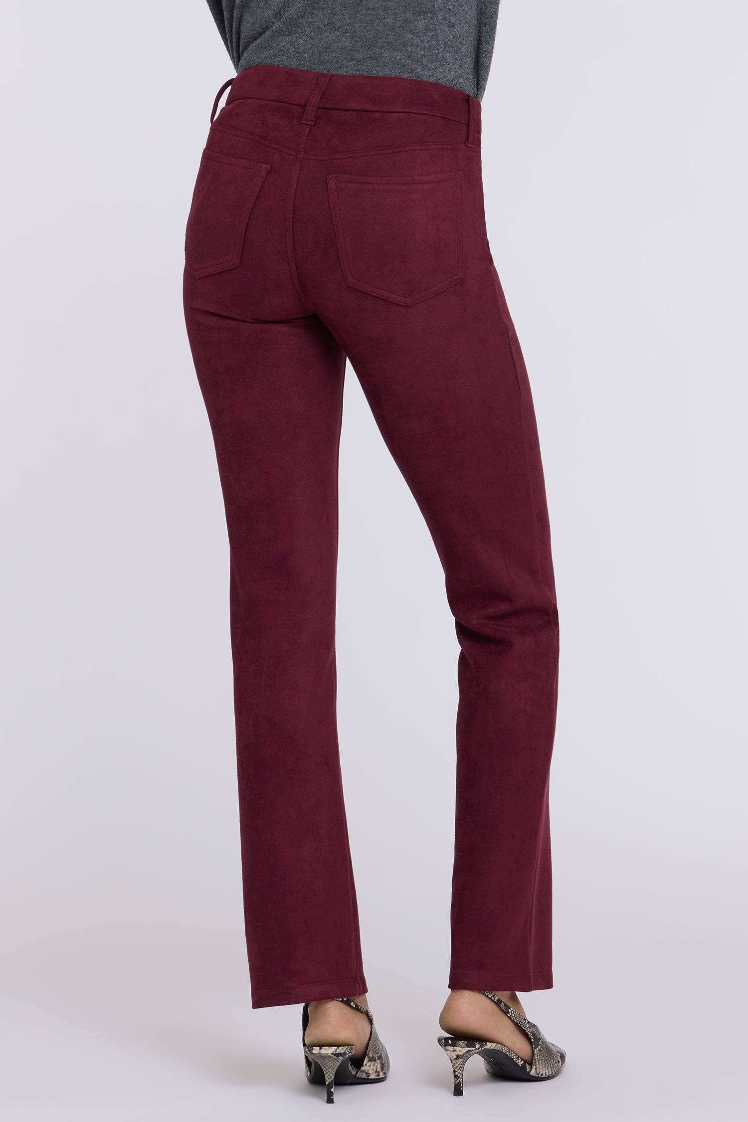 NYDJ Faux Suede Marilyn Straight Pants In Petite Sculpt-Her™ Collection - True Burgundy
