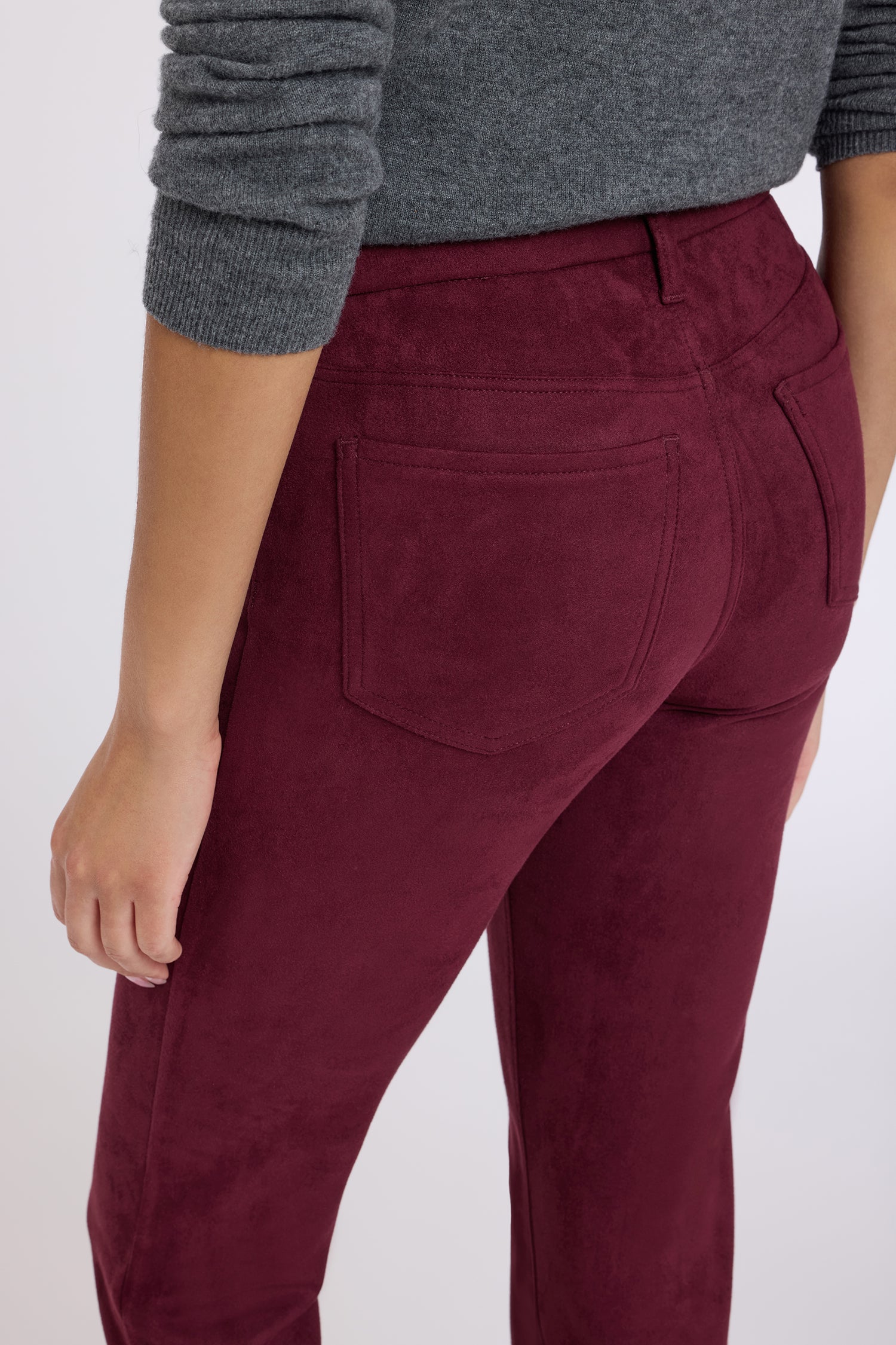 NYDJ Faux Suede Marilyn Straight Pants In Petite Sculpt-Her™ Collection - True Burgundy