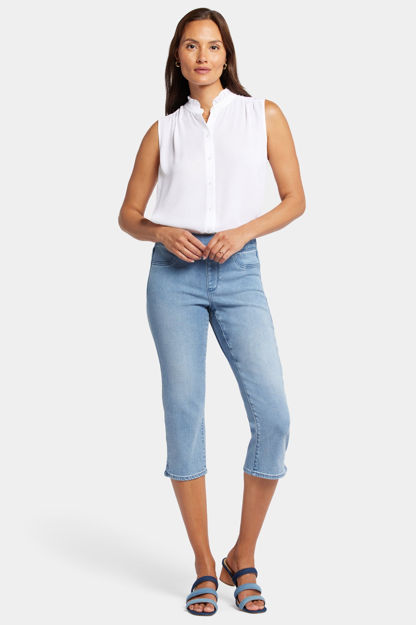 NYDJ Dakota Crop Pull-On Jeans In Petite  In Soft-Contour Denim™ With Side Slits - Corfu