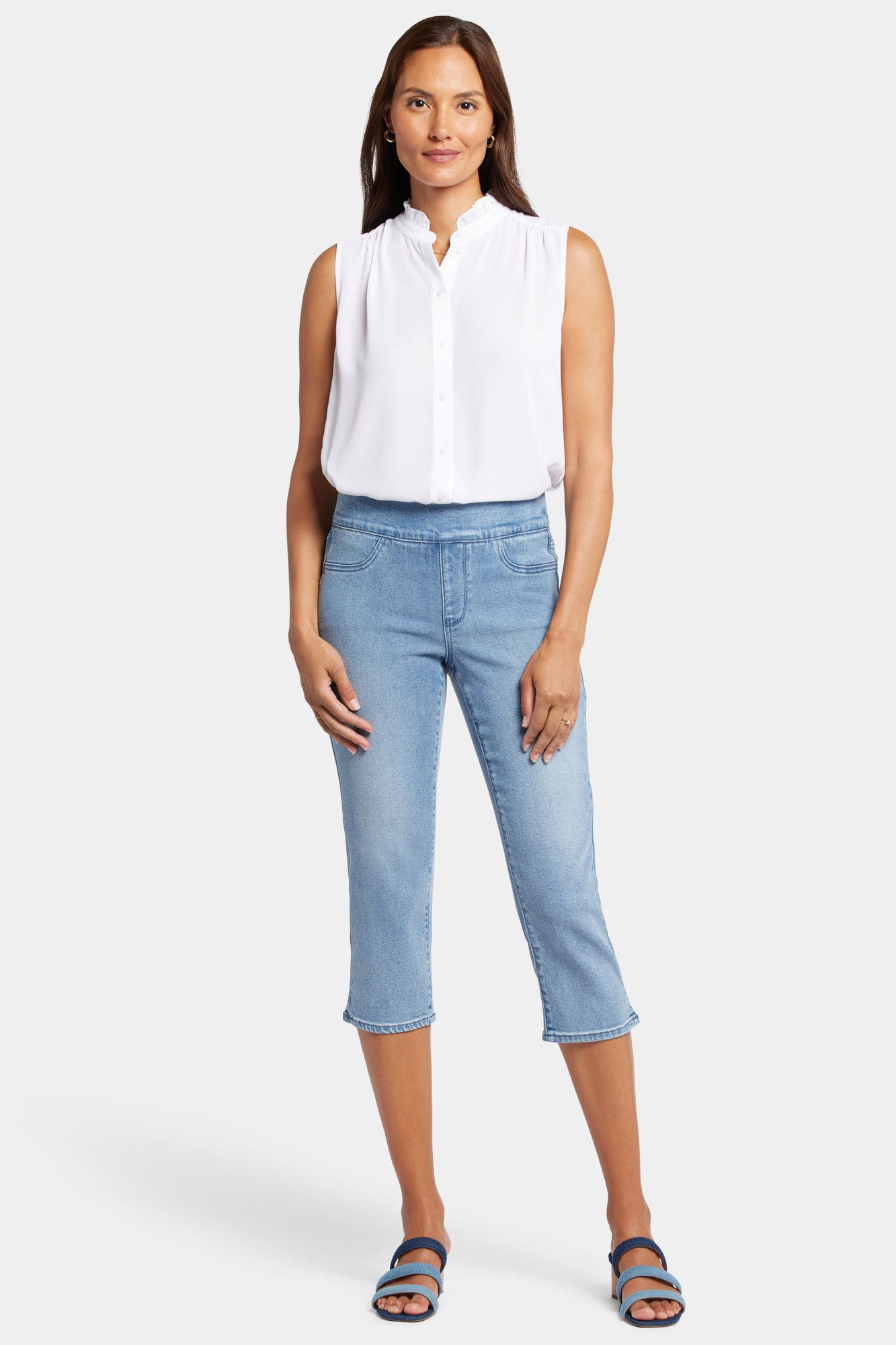 NYDJ Dakota Crop Pull-On Jeans In Petite  In Soft-Contour Denim™ With Side Slits - Corfu