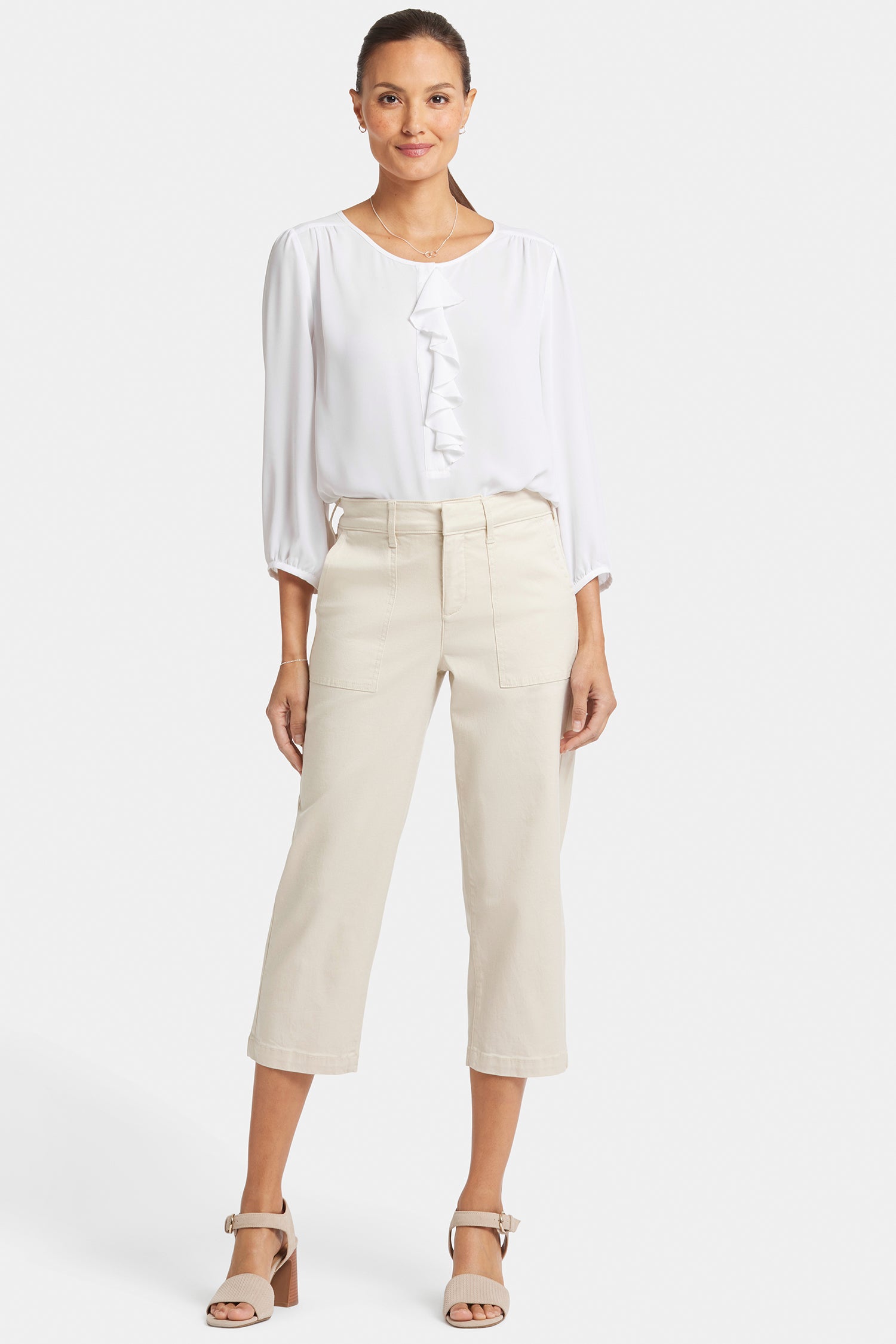 NYDJ Utility Pants In Petite In Stretch Twill With High Rise - White Creek