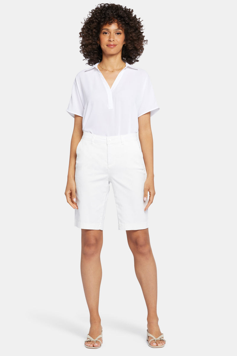 Modern Bermuda Shorts In Plus Size In Stretch Linen - Optic White White
