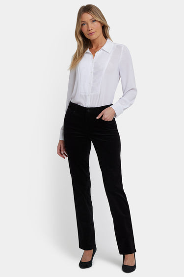 NYDJ Marilyn Straight Pants In Petite In Velveteen - Black
