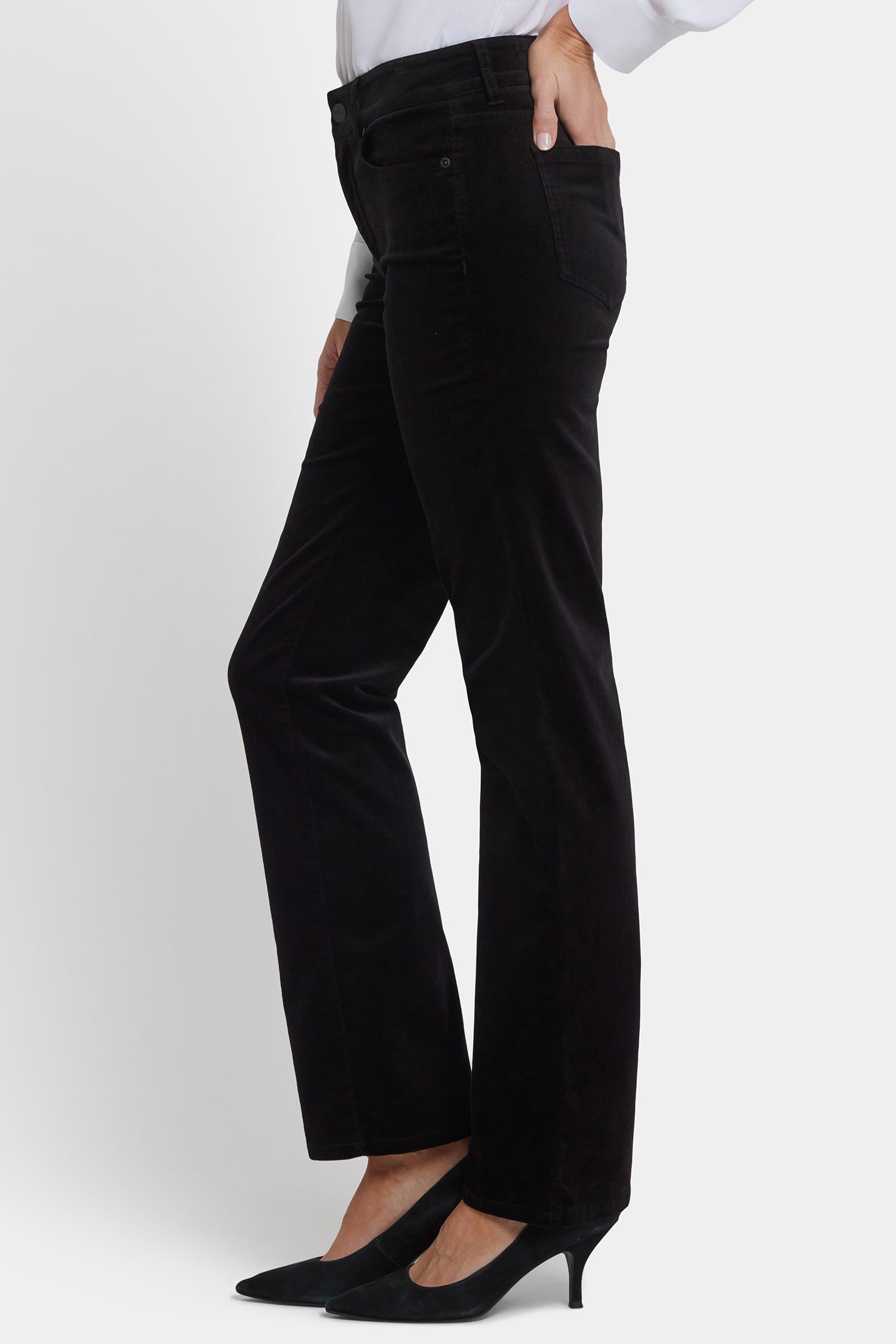 NYDJ Marilyn Straight Pants In Petite In Velveteen - Black
