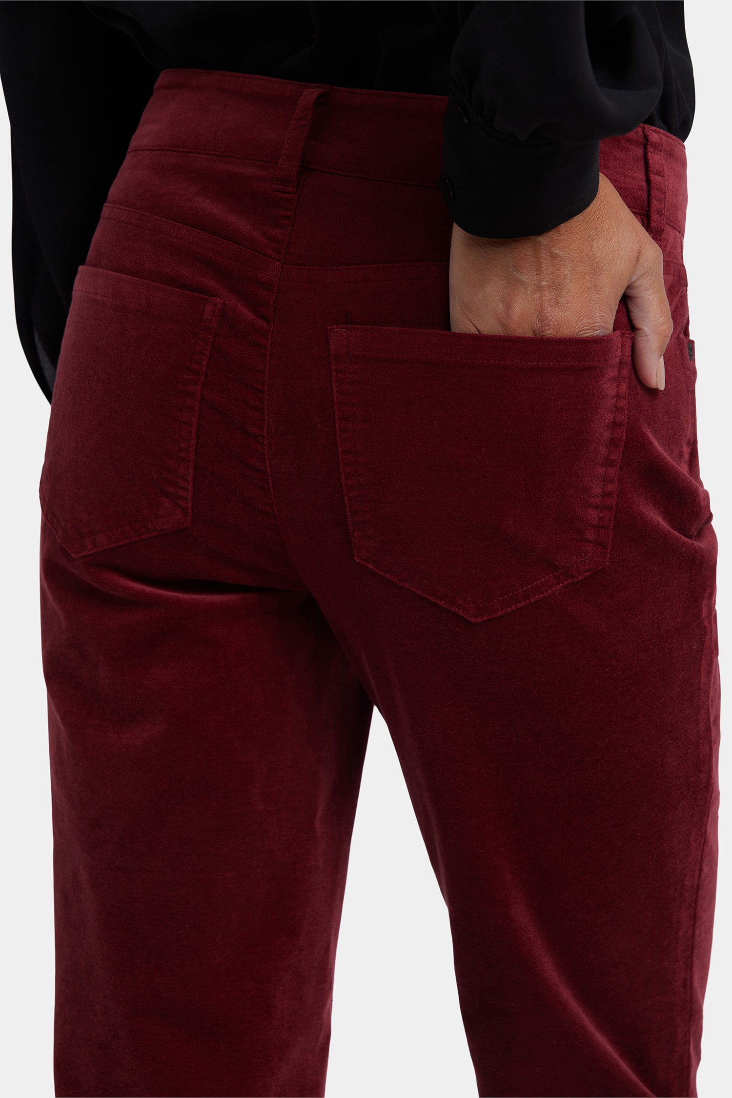 NYDJ Marilyn Straight Pants In Petite In Velveteen - Wild Currant