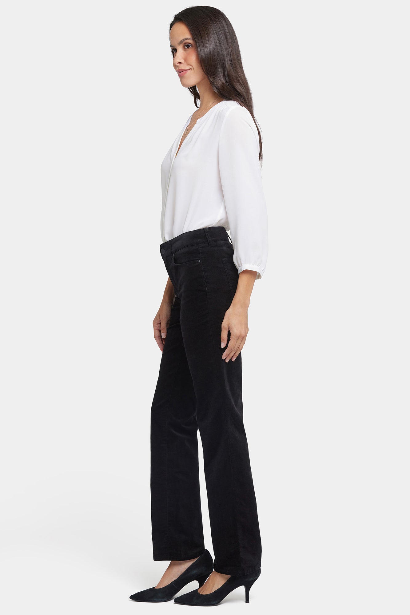 NYDJ Marilyn Straight Pants In Petite  In Velveteen - Black