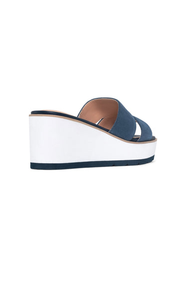 NYDJ Raizy Wedge Sandals In Suede - Navy