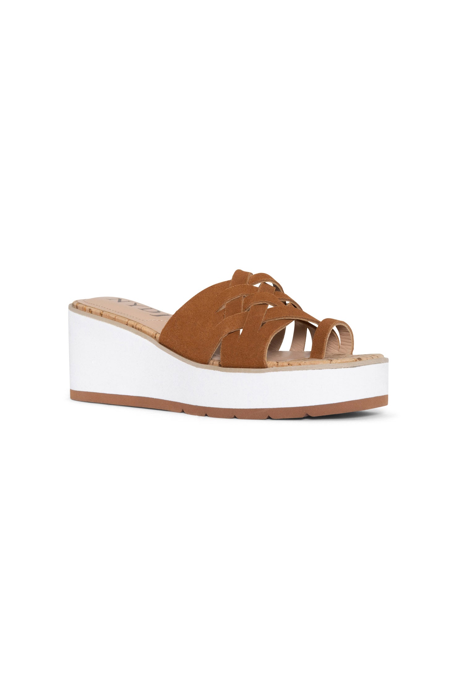 NYDJ Reesie Wedge Sandals In Suede - Cognac