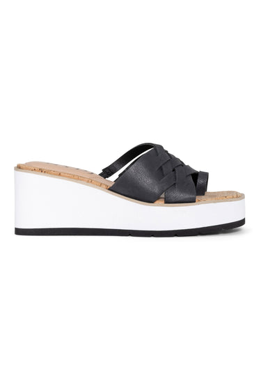 NYDJ Reesie Wedge Sandals In Leather - Black