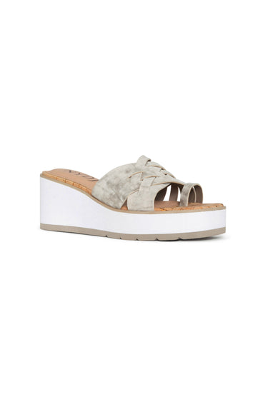 NYDJ Reesie Wedge Sandals In Metallic Suede - Pewter