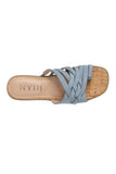 NYDJ Reesie Wedge Sandals In Tumbled Leather - Blue Sky