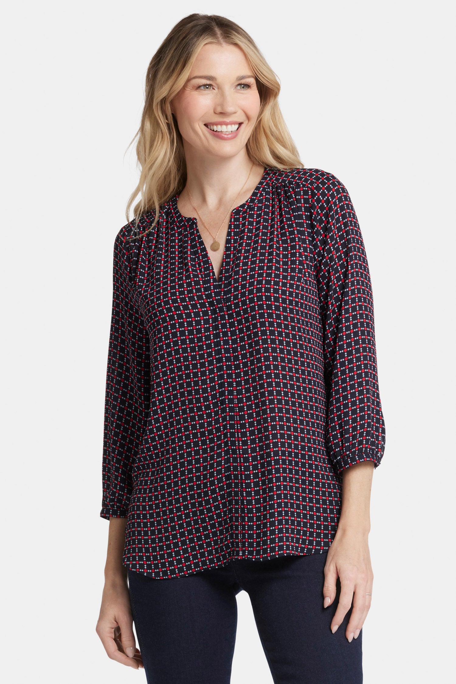 Pintuck Blouse - Starlet Geo Multi | NYDJ