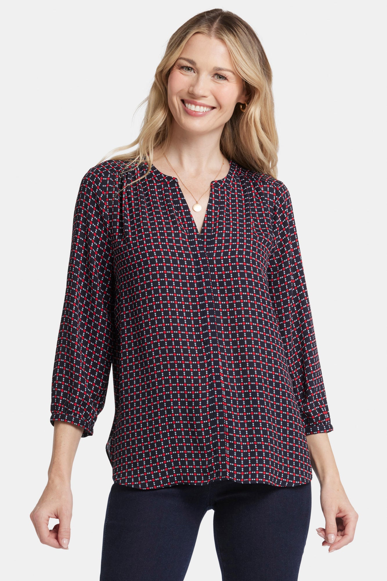 NYDJ Pintuck Blouse  - Starlet Geo