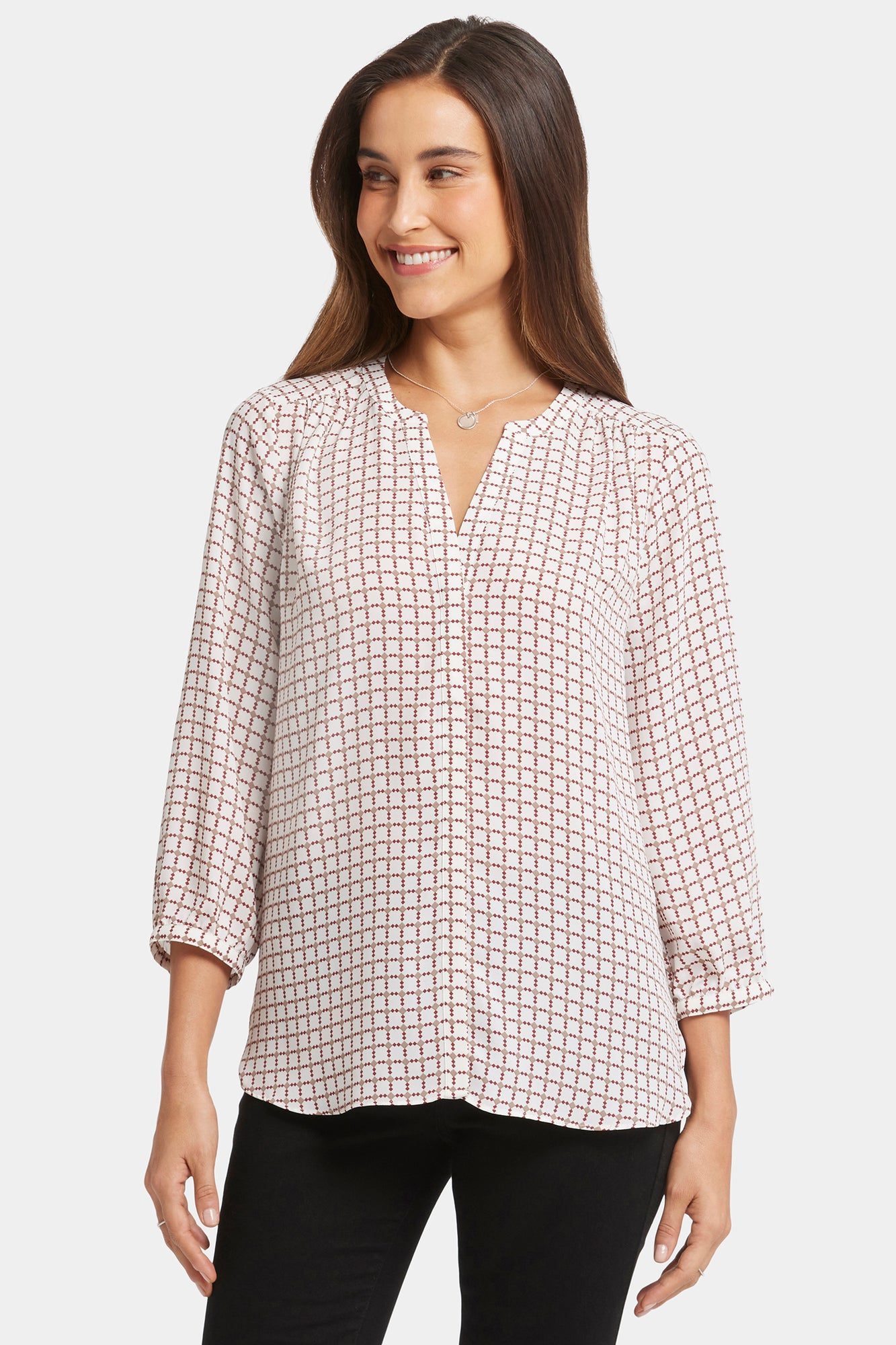 NYDJ Pintuck Blouse  - Graceful Geo