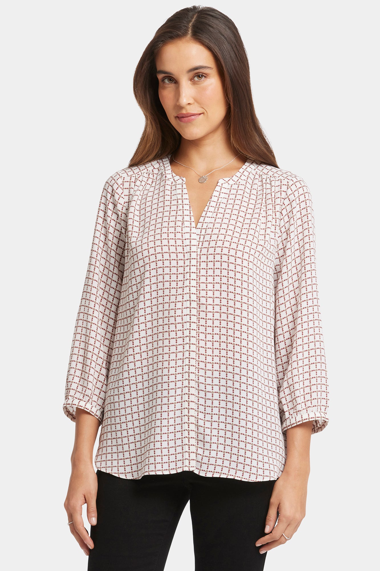 NYDJ Pintuck Blouse  - Graceful Geo