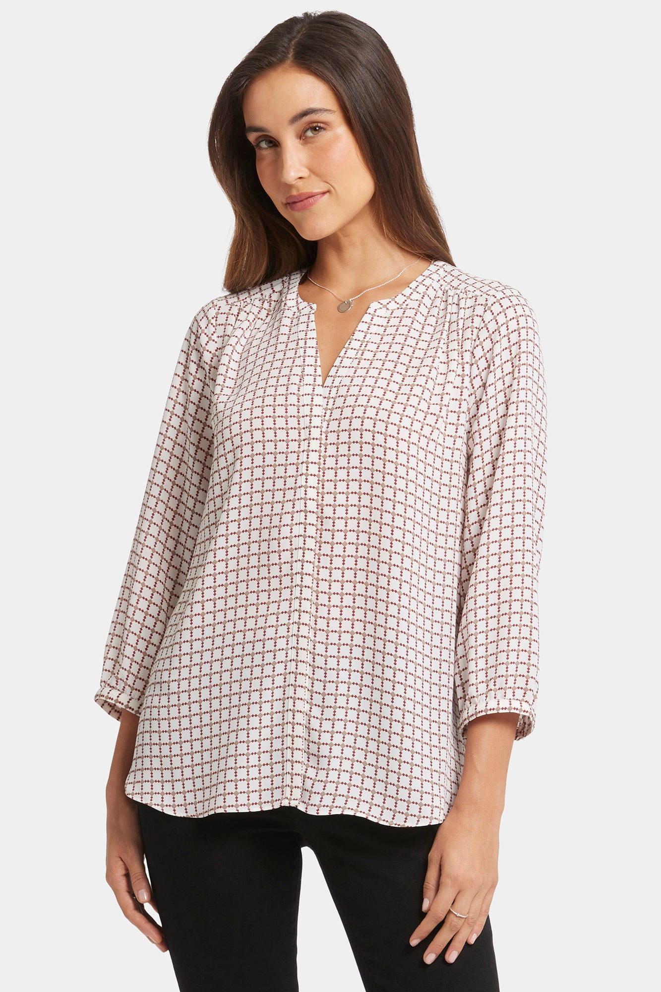 NYDJ Pintuck Blouse  - Graceful Geo