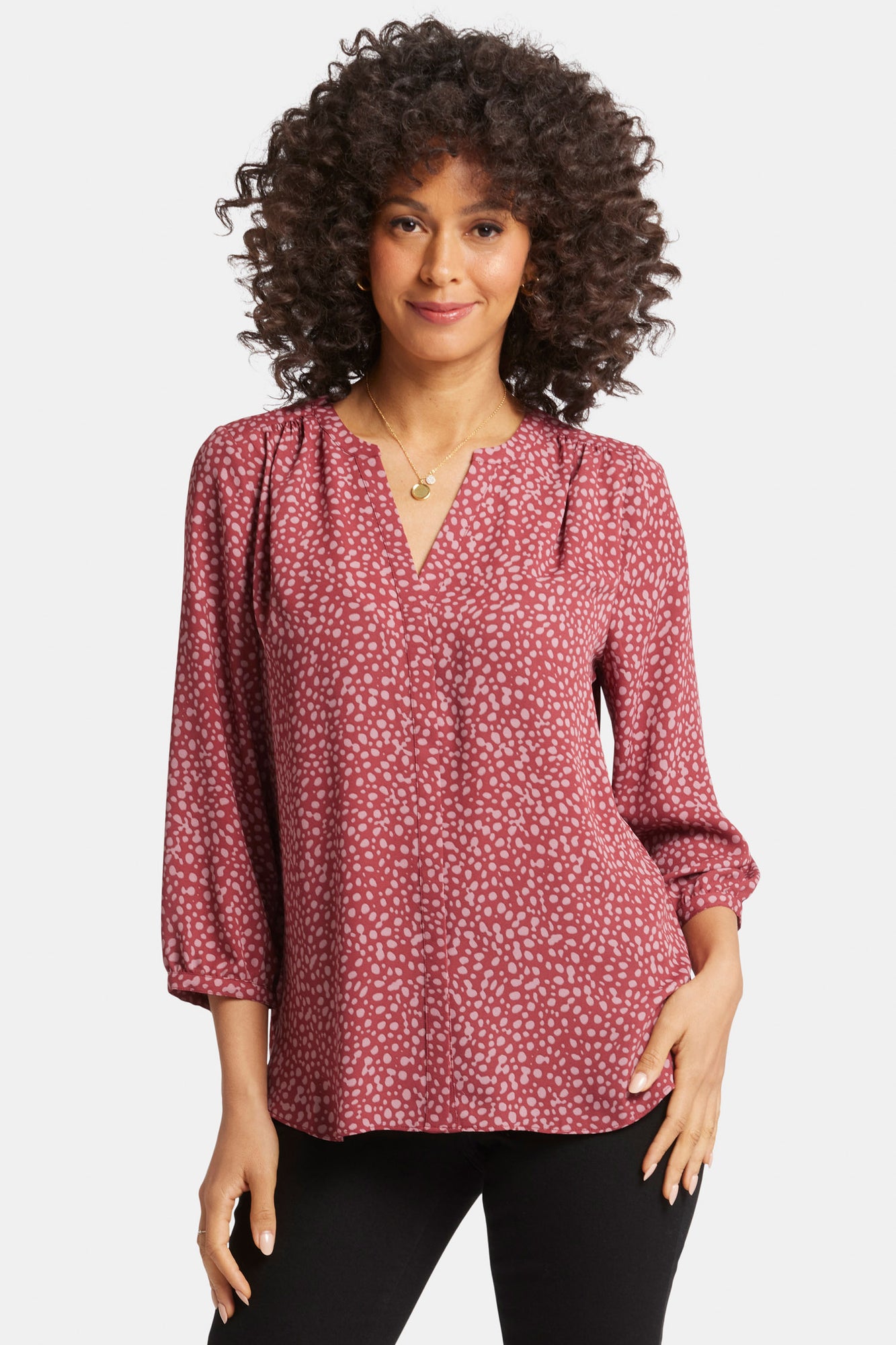 Pintuck Blouse - Wild Dots Pink | NYDJ