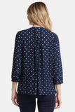 NYDJ Pintuck Blouse  - Indigo Dot