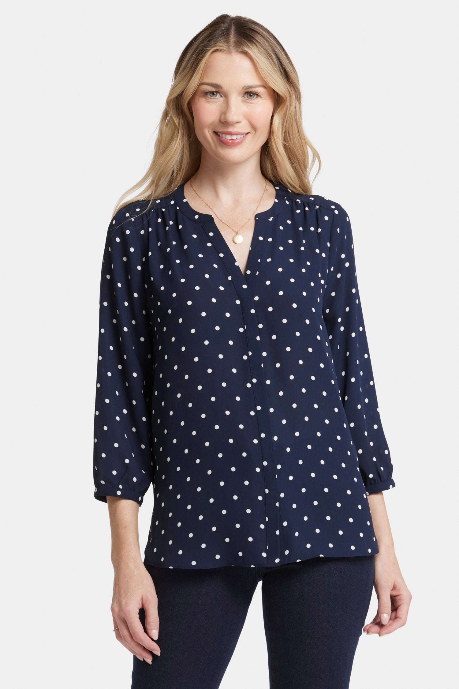 Pintuck Blouse - Indigo Dot Multi | NYDJ