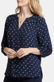 NYDJ Pintuck Blouse  - Indigo Dot