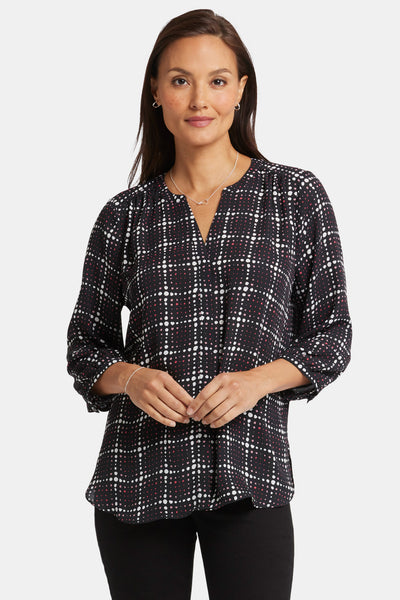 Pintuck Blouse - Lattice Dots Multi | NYDJ