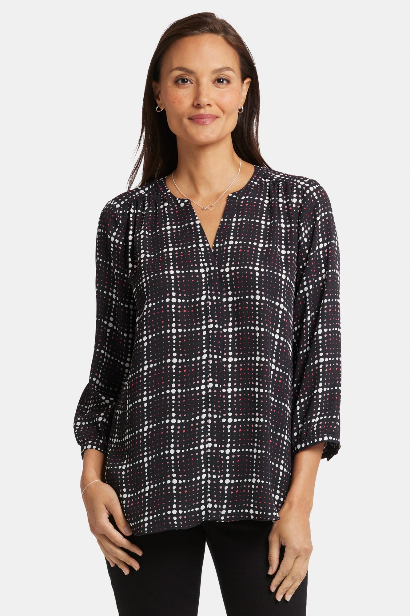 NYDJ Pintuck Blouse  - Lattice Dots