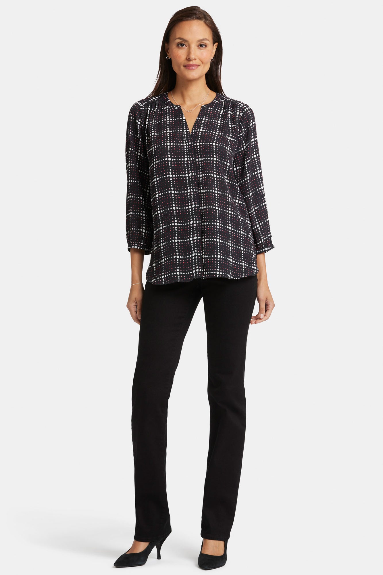 NYDJ Pintuck Blouse  - Lattice Dots