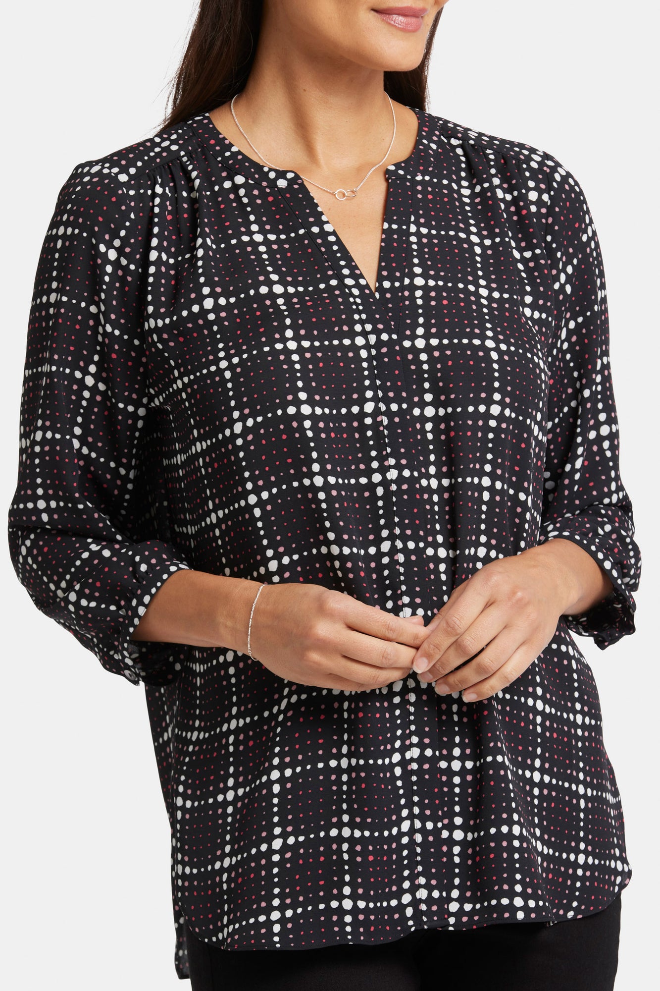 NYDJ Pintuck Blouse  - Lattice Dots