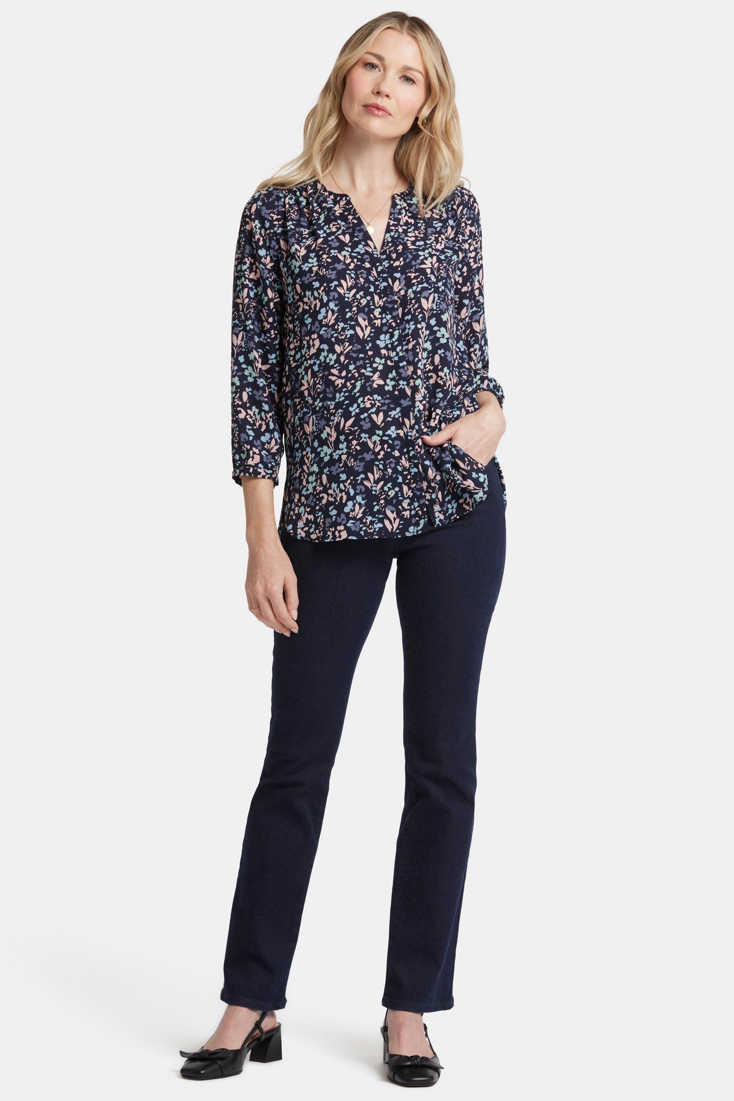 Pintuck Blouse - Bluebonnet Trail Multi | NYDJ