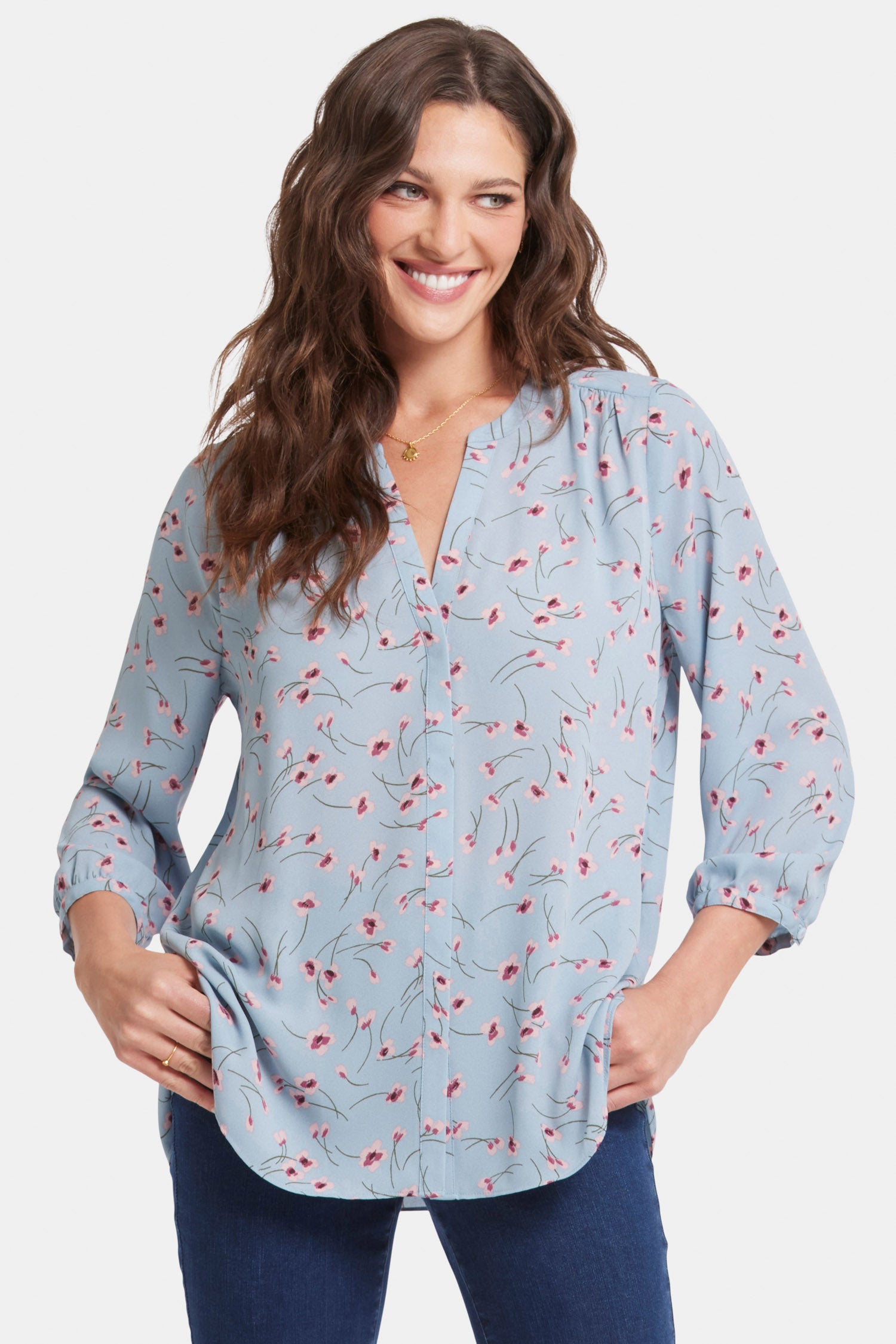 Pintuck Blouse - Mountain Petals Multi | NYDJ