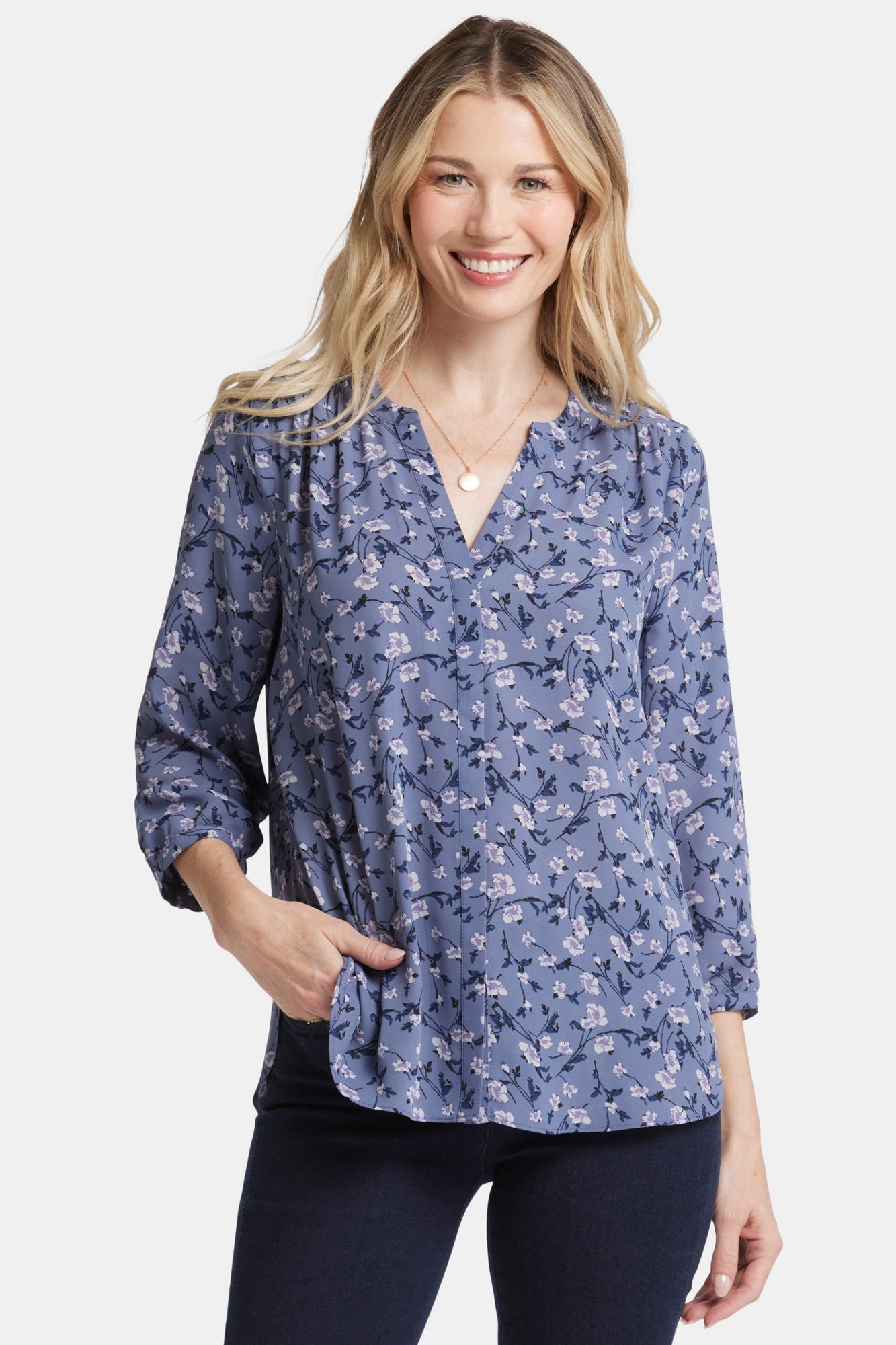 NYDJ Pintuck Blouse  - Dusk to Dawn