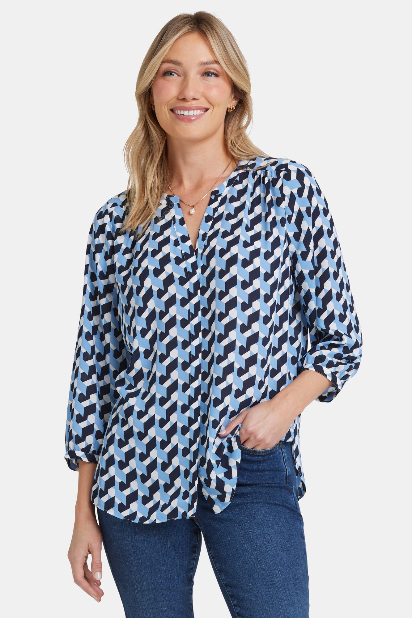 NYDJ Pintuck Blouse  - Vista Geo